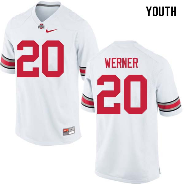 Ohio State Buckeyes Pete Werner Youth #20 White Authentic Stitched College Football Jersey